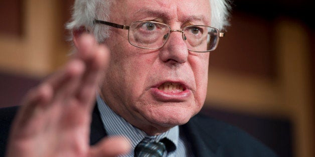 UNITED STATES - MARCH 07: Sen. Bernie Sanders, I-Vt., along with Rep. Pete DeFazio, D-Ore., not pictured, conduct a news conference in the Capitol to introduce legislation that will strengthen social security by making wealthy Americans pay the same payroll tax as most citizens. (Photo By Tom Williams/CQ Roll Call)