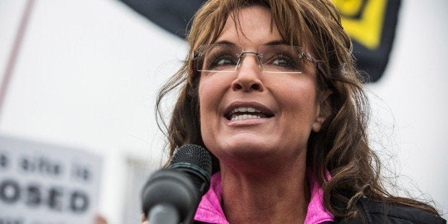 WASHINGTON, DC - OCTOBER 13: Former Alaskan Governor Sarah Palin speaks at a rally supported by military veterans, Tea Party