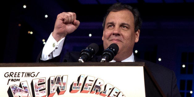 ASBURY PARK, NJ - NOVEMBER 05: New Jersey Governor Chris Christie speaks at his election night event after winning a second term at the Asbury Park Convention Hall on November 05, 2013 in Asbury Park, New Jersey. Incumbent Governor Chris Christie defeated his Democratic opponent Barbara Buono by a commanding margin. (Photo by Kena Betancur/Getty Images)