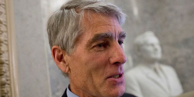 UNITED STATES - JULY 31: Sen. Mark Udall, D-Colo., talks with reporters before senate luncheons in the Capitol. (Photo By Tom Williams/CQ Roll Call)