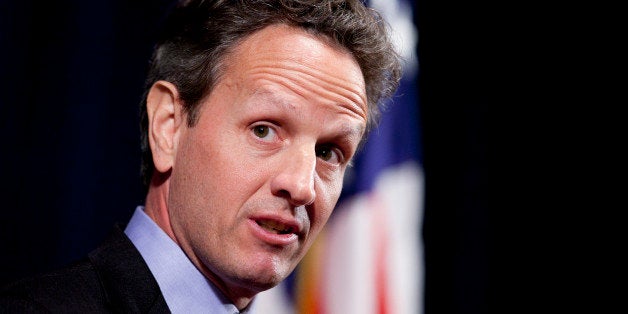 Timothy Geithner, U.S. treasury secretary, arrives to speak at the Consumer Financial Protection Bureau (CFPB) in Washington, D.C., U.S., on Thursday, Dec. 1, 2011. Geithner said today weakening the Dodd-Frank financial overhaul law would hurt the nation's consumers, and he vowed to fight to preserve the reforms. Photographer: Andrew Harrer/Bloomberg via Getty Images