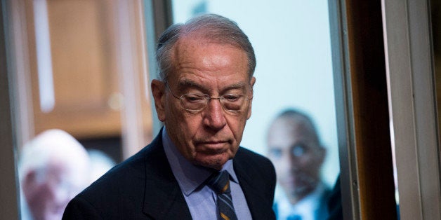 UNITED STATES - OCTOBER 2: Sen. Chuck Grassley, R-Iowa, arrives for the Senate Judiciary Committee hearing on 'Continued Over