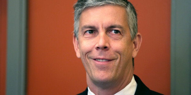 WASHINGTON, DC - AUGUST 27: U.S. Education Secretary Arne Duncan waits to be introduced prior to speaking to students at School Without Walls August 27, 2013 in Washington, DC. Duncan participated in an event to discuss '50 Years of Struggle: Youth Driving Economics, Education, and Social Change,' which was to mark the 50th anniversary of Dr. Martin Luther King Jr.'s 'I Have a Dream' speech. (Photo by Alex Wong/Getty Images)