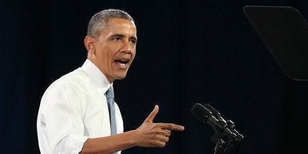 SAN FRANCISCO, CA - NOVEMBER 25: U.S. President Barack Obama speaks at the Betty Ann Ong Chinese Recreation Center on Novemb