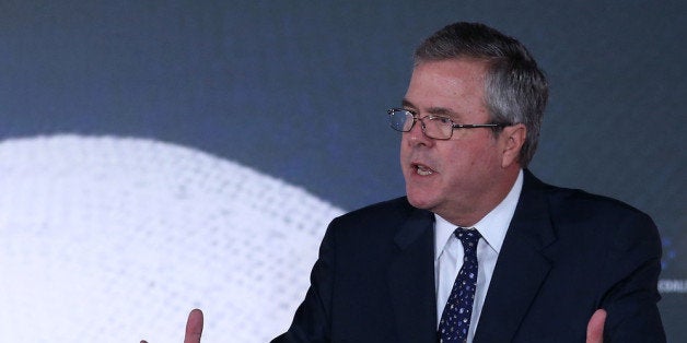 WASHINGTON, DC - JUNE 14: Former Florida Gov. Jeb Bush (R) speaks at the Faith & Freedom Coalition conference, June 14, 2013 in Washington, DC. The Faith and Freedom Coalition is a group created by former Christian Coalition leader Ralph Reed, designed to strengthen the evangelical influence in national politics. (Photo by Mark Wilson/Getty Images)