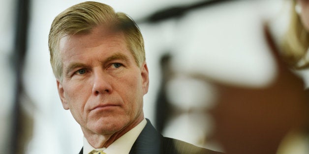 ALEXANDRIA, VA - AUGUST 15:Virginia governor Bob McDonnell participates in a roundtable discussion on K-12 education reform at T.C. Williams High School on Thursday, August 15, 2013, in Alexandria, VA. The governor is touring the state of Virginia to tout is accomplishments in office. (Photo by Jahi Chikwendiu/The Washington Post via Getty Images)