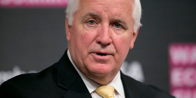 Thomas 'Tom' Corbett, governor of Pennsylvania, speaks at the Bloomberg Link Economic Summit in Washington, D.C., U.S., on Tuesday, April 30, 2013. The Bloomberg Washington Summit gathers key administration officials, CEOs, governors, lawmakers, and economists to assess the economy and debate the path beyond the fiscal cliff. Photographer: Andrew Harrer/Bloomberg via Getty Images