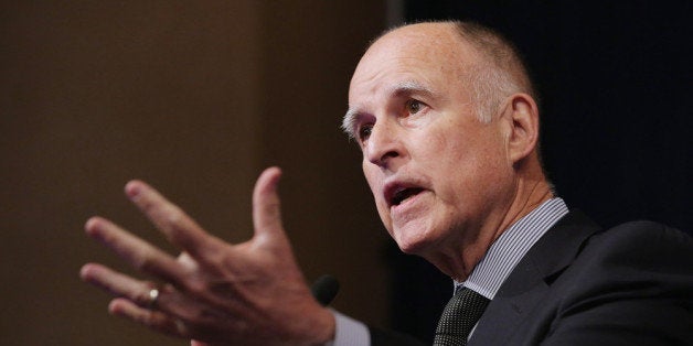 WASHINGTON, DC - OCTOBER 24: California Gov. Jerry Brown addresses a conference commemorating the 10th anniversary of the Center for American Progress in the Astor Ballroom of the St. Regis Hotel October 24, 2013 in Washington, DC. Co-founded by former Clinton Administration Chief of Staff John Podesta, the liberal public policy research and advocacy organization is a think tank that rivals conservative policy groups, such as the Heritage Foundation and the American Enterprise Institute. (Photo by Chip Somodevilla/Getty Images)