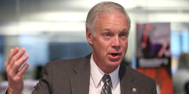 Senator Ron Johnson, a Republican from Wisconsin, speaks during an interview in Washington D.C., U.S., on Friday, Oct. 11, 2013. Johnson said at a Bloomberg breakfast today that lawmakers were using the debt ceiling for leverage because 'how else can you get those people -- the president, Democrats in the Senate and the House -- to come to the table and start working with you in good faith to solve a long-term problem?' Photographer: Julia Schmalz/Bloomberg via Getty Images