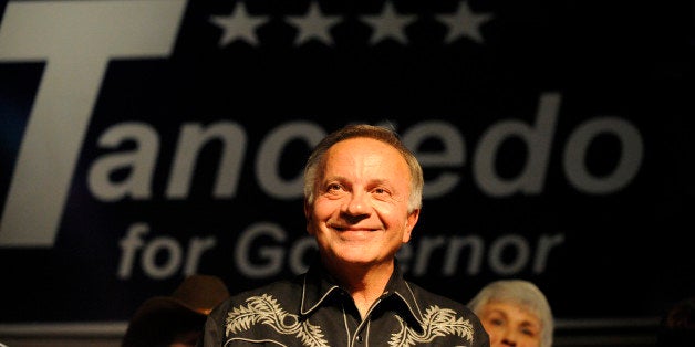 110210_Election_CFW- Gubernatorial candidate Tom Tancredo, of the American Constitution Party, offers thanks to his supporters during his concession speech at an election night gathering at the Stampede Mesquite Grill & Dance Emporium in Aurora, CO. (Craig F. Walker/ The Denver Post) (Wife is Jackie) (Photo By Craig F. Walker/The Denver Post via Getty Images)