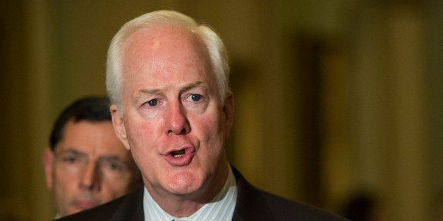 UNITED STATES - SEPTEMBER 24: Sen. John Cornyn, R-Texas, speaks to the media about the continuing resolution following the Senate Democrats' policy lunch in the Capitol on Tuesday, Sept. 24, 2013. (Photo By Bill Clark/CQ Roll Call)