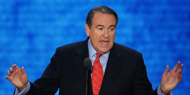 TAMPA, FL - AUGUST 29: Former Arkansas Gov. Mike Huckabee speaks during the third day of the Republican National Convention