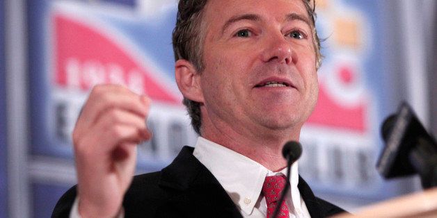 DETROIT, MI - DECEMBER 6: U.S. Sen. Rand Paul (R-KY) delivers a speech titled, 'Renewing the Opportunity for Prosperity: Economic Freedom Zones' at the Detroit Economic Club December 6, 2013 in Detroit, Michigan. As part of his plan to help save Detroit, the largest city in U.S. history to go bankrupt, and other economically depressed areas, the Senator will introduce legislation that will create so-called 'economic freedom zones' by lowering taxes in those areas and change the Visa rules to help make it easier for foreign entrepreneurs to immigrate to economically depressed cities. (Photo by Bill Pugliano/Getty Images)