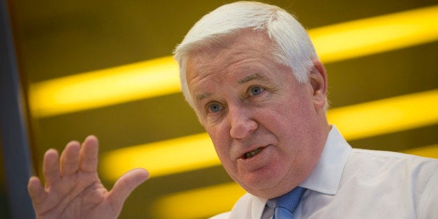 Tom Corbett, governor of Pennsylvania, speaks during an interview in New York, U.S., on Thursday, Dec. 6, 2012. Corbett intends to propose a pension overhaul in his 2014 spending plan, for the year that begins in July, according to a report. Photographer: Scott Eells/Bloomberg via Getty Images 