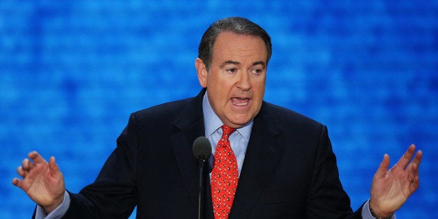 TAMPA, FL - AUGUST 29: Former Arkansas Gov. Mike Huckabee speaks during the third day of the Republican National Convention at the Tampa Bay Times Forum on August 29, 2012 in Tampa, Florida. Former Massachusetts Gov. Mitt Romney was nominated as the Republican presidential candidate during the RNC, which is scheduled to conclude August 30. (Photo by Mark Wilson/Getty Images)