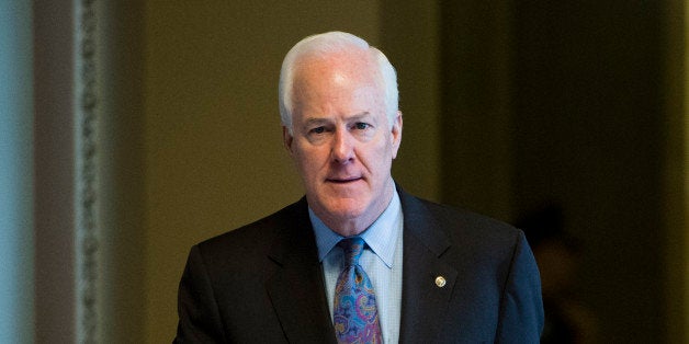 UNITED STATES - OCTOBER 8: Senate Minority Whip John Cornyn, R-Texas, leaves Senate Minority Leader Mitch McConnell's office in the Capitol on Tuesday, Oct. 8, 2013. (Photo By Bill Clark/CQ Roll Call)