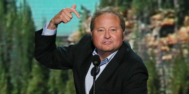 CHARLOTTE, NC - SEPTEMBER 06: Montana Gov. Brian Schweitzer speaks on stage during the final day of the Democratic National Convention at Time Warner Cable Arena on September 6, 2012 in Charlotte, North Carolina. The DNC, which concludes today, nominated U.S. President Barack Obama as the Democratic presidential candidate. (Photo by Alex Wong/Getty Images)