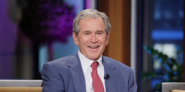 THE TONIGHT SHOW WITH JAY LENO -- Episode 4570 -- Pictured: Former President George W. Bush during an interview on November 19, 2013 -- (Photo by: Stacie McChesney/NBC/NBCU Photo Bank via Getty Images)