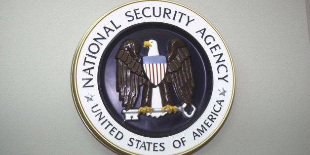 National Security Agency seal hanging on wall. (Photo by Terry Ashe//Time Life Pictures/Getty Images)