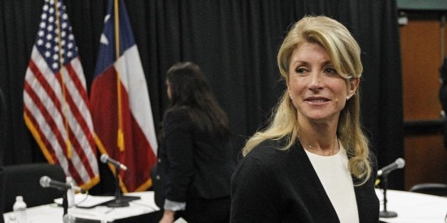 Texas state Sen. Wendy Davis, a candidate for Texas governor, attends an education roundtable in Arlington, Texas, on Thursda