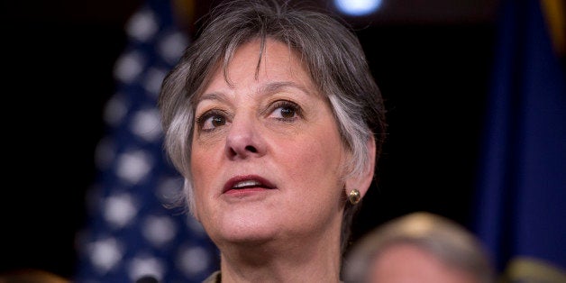 UNITED STATES - NOVEMBER 15: Rep. Allyson Schwartz, D-Pa., speaks at a news conference with members of the New Democratic Coalition in the Capitol Visitor Center on how to deal with the upcoming 'fiscal cliff.' (Photo By Tom Williams/CQ Roll Call)