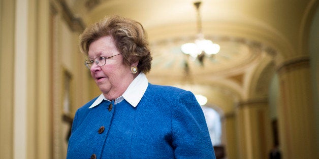 UNITED STATES - OCTOBER 8: Sen. Barbara Mikulski, D-Md., arrives for the Senate Democrats' policy lunch in the Capitol on Tue