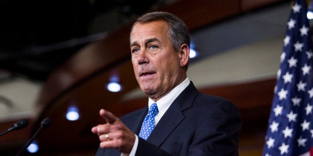 WASHINGTON, DC - JANUARY 16: Speaker of the House John Boehner (R-OH) takes questions during a news conference on Capitol Hill, January 16, 2014 in Washington, DC. Boehner said he believes the U.S. should not default on its debt. (Photo by Drew Angerer/Getty Images)