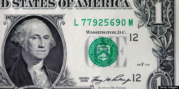 A close up of George Washington on an American dollar bill