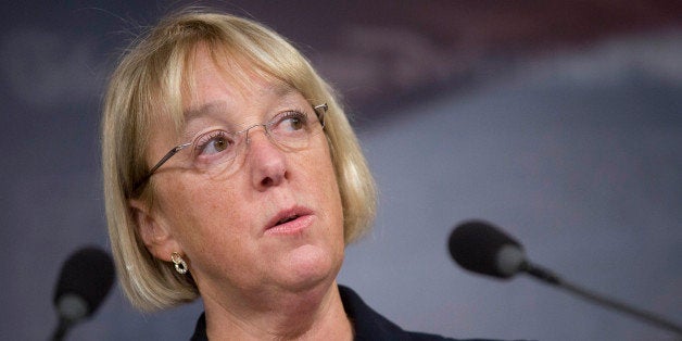 Senator Patty Murray, a Democrat from Washington, speaks during a news conference with Representative Paul Ryan, a Republican