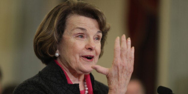 WASHINGTON, DC - JANUARY 15: Sen. Dianne Feinstein (D-CA) recounts opening a window at her home and seeing a remote-controlled helicopter flying outside while giving opening remarks before the Senate Commerce, Science and Transportation Committee during a hearing about the future of unmanned aviation in the Russell Senate Office Building on Capitol Hill January 15, 2014 in Washington, DC. The committee heard testimony about the Federal Aviation Administration's policy on unmanned aviation systems and about the privacy and freedom issues surrounding their use. (Photo by Chip Somodevilla/Getty Images)