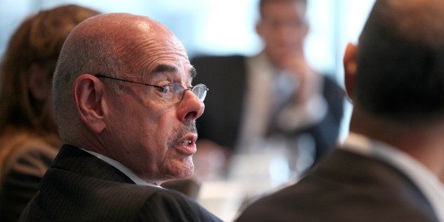 Representative Henry Waxman, a Democrat from California, left, speaks during an interview in Washington D.C., U.S. on Tuesday, July 9, 2013. The train explosion in Quebec could increase pressure to approve Keystone XL pipeline, though 'Im against it and Im hoping the president doesnt approve it,' Waxman said. Photographer: Julia Schmalz/Bloomberg via Getty Images 