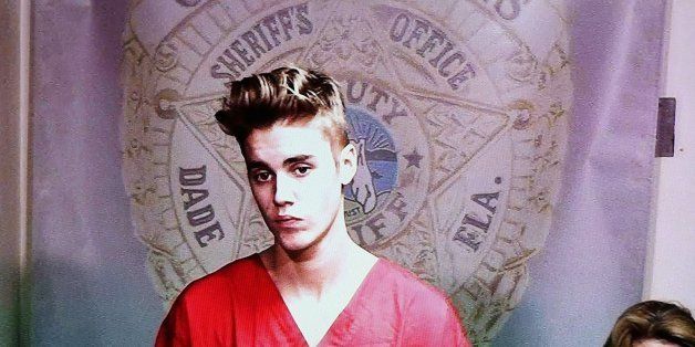 Justin Bieber appeared briefly in front of Judge Joseph Farina, via video, clad in red jail-issued scrubs at Miami-Dade Circuit Court in Florida, Ja. 23, 2014. Bond was set at $2,500. (Walter Michot/Miami Herald/MCT via Getty Images)