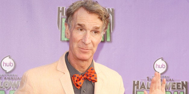 SANTA MONICA, CA - OCTOBER 20: Bill Nye arrives at Hub Network's 1st Annual Halloween Bash held at Barker Hangar on October 20, 2013 in Santa Monica, California. (Photo by Michael Tran/FilmMagic)