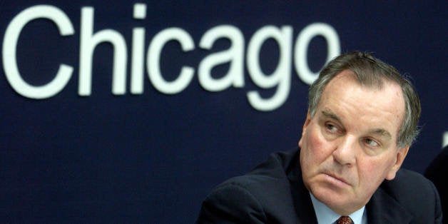 NEW DELHI, INDIA: Mayor of Chicago Richard M. Daley listens to a speaker during an interaction oraganised by the Confederati