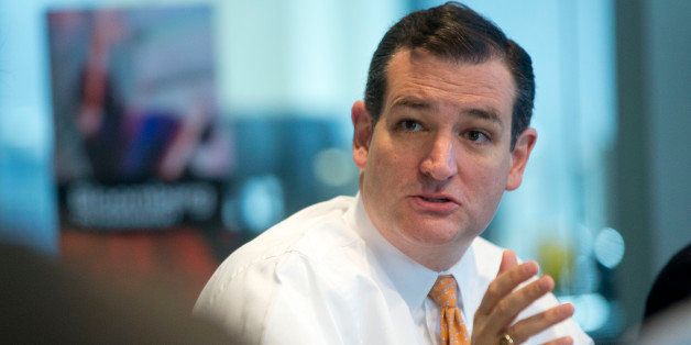 Senator Ted Cruz, a Republican from Texas, speaks during an interview in Washington, D.C., U.S., on Thursday, Jan. 30, 2014. Cruz vowed to use a debate over raising the federal debt ceiling as leverage to extract a new round of U.S. spending cuts, even as House Speaker John Boehner told reporters that defaulting would be 'the wrong thing' for the country. Photographer: Andrew Harrer/Bloomberg via Getty Images 