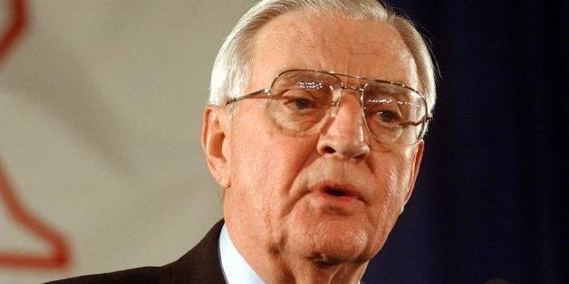 MINNEAPOLIS, UNITED STATES: With election results still in doubt, former US vice president and Democratic senate candidate Walter Mondale addresses supporters at election night headquarters 05 November 2002 at the Radison Riverfront in St. Paul, Minnesota. Republican Norm Coleman held an early lead over Mondale, who was a last minute replacement for incumbent Democrat Paul Wellstone, who died in a plane crash last month. AFP PHOTO/CRAIG LASSIG (Photo credit should read CRAIG LASSIG/AFP/Getty Images)