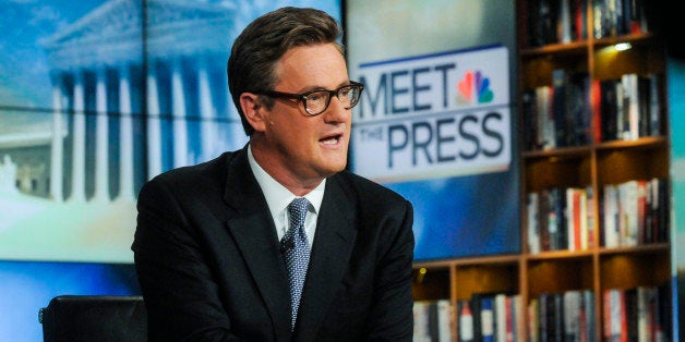 MEET THE PRESS -- Pictured: (l-r) Joe Scarborough, Host, MSNBC's Morning Joe, appears on 'Meet the Press' in Washington, D.C., Sunday, Nov. 10, 2013. (Photo by: William B. Plowman/NBC/NBC NewsWire via Getty Images)