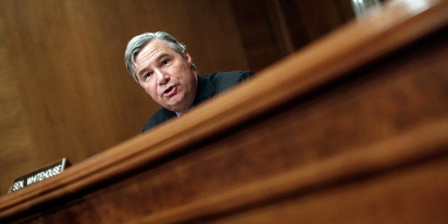 WASHINGTON, DC - JANUARY 16: Sen. Sheldon Whitehouse (D-RI) speaks during a hearing of the Senate Environment Committee January 16, 2014 in Washington, DC. The committee heard testimony from EPA Administrator Gina McCarthy and others on the topic of a 'Review of the President's Climate Action Plan.' (Photo by Win McNamee/Getty Images)