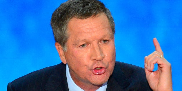 Gov. John Kasich of Ohio speaks at the second day of the Republican National Convention in Tampa, Florida, Tuesday, August 28
