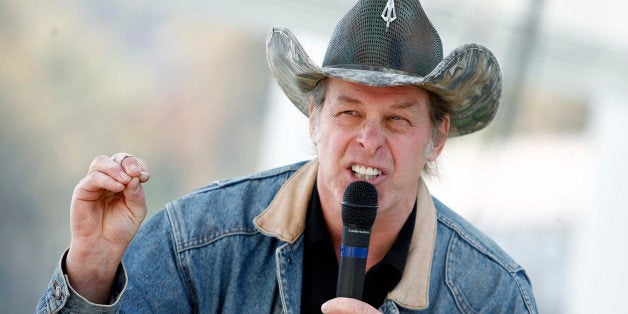 CHARLESTON, WV - OCTOBER 30: Musician Ted Nugent speaks Republican John Raese speaks supporters during a rally for his U.S. Senate campaign October 30, 2010 in Charleston, West Virginia. Raese and West Virginia Gov. Joe Manchin, a Democrat, are embroiled in a hotly-contested race for the seat vacated following the death of Robert C. Byrd. (Photo by Randy Snyder/Getty Images)