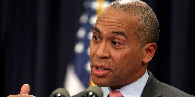 BOSTON - JANUARY 22: Gov. Deval Patrick filed his Fiscal Year 2015 (FY15) budget. He outlined some of the details at an afternoon press conference. (Photo by Jonathan Wiggs/The Boston Globe via Getty Images)