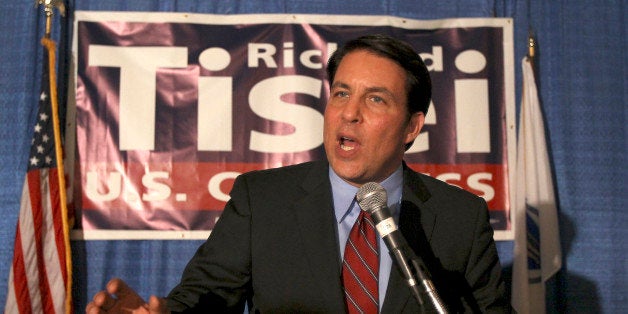 PEABODY, MA - NOVEMBER 6: Republican candidate for Congress, Richard Tisei at his election night party at the Peabody Marriott in Peabody, Mass. Nov. 6, 2012. He spoke to supporters, but said he was still waiting for results. (Photo by John Blanding/The Boston Globe via Getty Images)