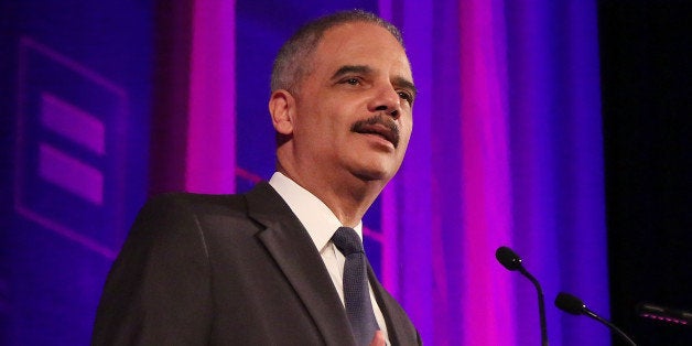 NEW YORK, NY - FEBRUARY 08: Attorney General of the United States Eric Holder announces that same-sex marriages and opposite-sex marriages will be treated by the Obama administration equally to the extent permissible by law, regardless of the state of residence, at the Human Rights Campaign's 2014 Greater New York gala at The Waldorf=Astoria on February 8, 2014 in New York City. (Photo by Taylor Hill/FilmMagic)