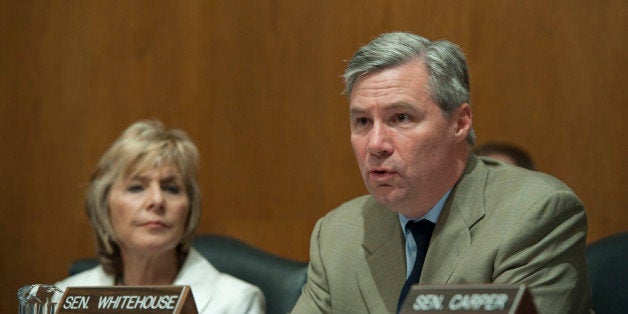 UNITED STATES - AUGUST 4: Chairwoman Barbara Boxer, D-CA and Sheldon Whitehouse, D-RI., during the Senate Environment and Public Works Full Committee and Oversight Subcommittee joint hearing on 'Oversight Hearing on the Use of Oil Dispersants in the Deepwater Horizon Oil Spill.'(Photo By Douglas Graham/Roll Call via Getty Images)