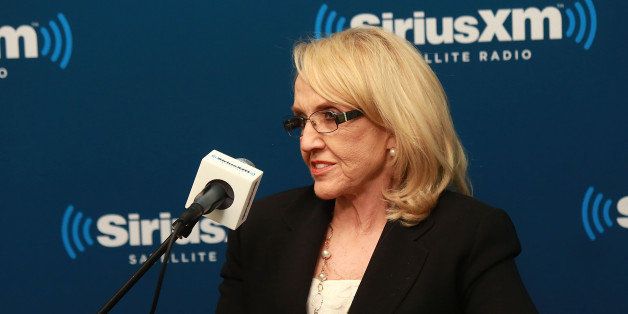 NEW YORK, NY - APRIL 22: Arizona Governor Jan Brewer visits 'David Webb's American Forum' at SiriusXM studios in New York on April 22, 2013. (Photo by Robin Marchant/Getty Images)
