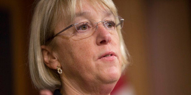 Senator Patty Murray, a Democrat from Washington, speaks during a news conference with Representative Paul Ryan, a Republican from Wisconsin, not pictured, at the U.S. Capitol in Washington, D.C., U.S., on Tuesday, Dec. 10, 2013. U.S. budget negotiators unveiled an agreement to ease automatic spending cuts by about $60 billion over two years and reduce the deficit by $23 billion, breaking a three-year cycle of fiscal standoffs. Photographer: Andrew Harrer/Bloomberg via Getty Images
