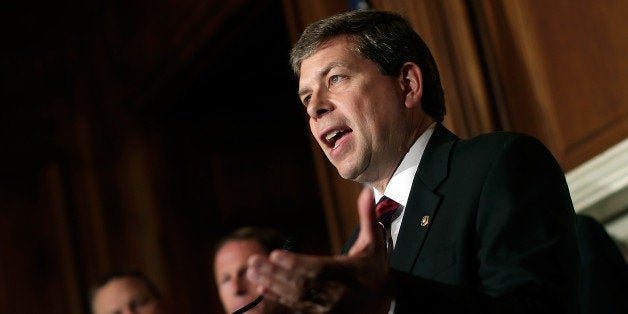 WASHINGTON, DC - OCTOBER 09: U.S. Sen. Mark Begich (D-AK) (R) speaks at a press conference highlighting how veterans are being impacted by the government shutdown with (L-R) Sen. Jon Tester (D-MT) and Sen. Richard Blumenthal (D-CT) at the U.S. Capitol October 9, 2013 in Washington, DC. During the event, Tester and others discussed how critical veterans services are being affected by the shutdown. (Photo by Win McNamee/Getty Images)