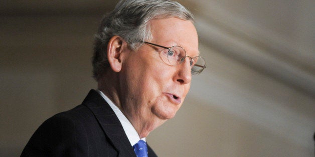 WASHINGTON, DC - OCTOBER 30: Mitch McConnell speaks during the Congressional dedication of the bust of Winston Churchill on October 30, 2013 in Washington, DC. (Photo by Kris Connor/Getty Images)