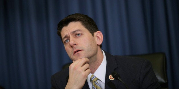 WASHINGTON, DC - FEBRUARY 05: House Budget Committee Chairman Paul Ryan (R-WI) questions Congressional Budget Office Director Douglas Elmendorf during a hearing in the Cannon House Office Building on Capitol Hill February 5, 2014 in Washington, DC. Committee members questioned Elmendorf about the latest projections by the CBO, which says the Affordable Care Act, or Obamacare, will affect supply and demand for labor, leading to a net reduction of about 2.5 million full-time jobs by 2024. (Photo by Chip Somodevilla/Getty Images)