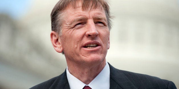 UNITED STATES - MARCH 29: Rep. Paul Gosar, R-Ariz., speaks at a news conference at the house triangle with other members of the House Natural Resources Committee on energy provisions in the House Republican budget. (Photo By Tom Williams/CQ Roll Call)